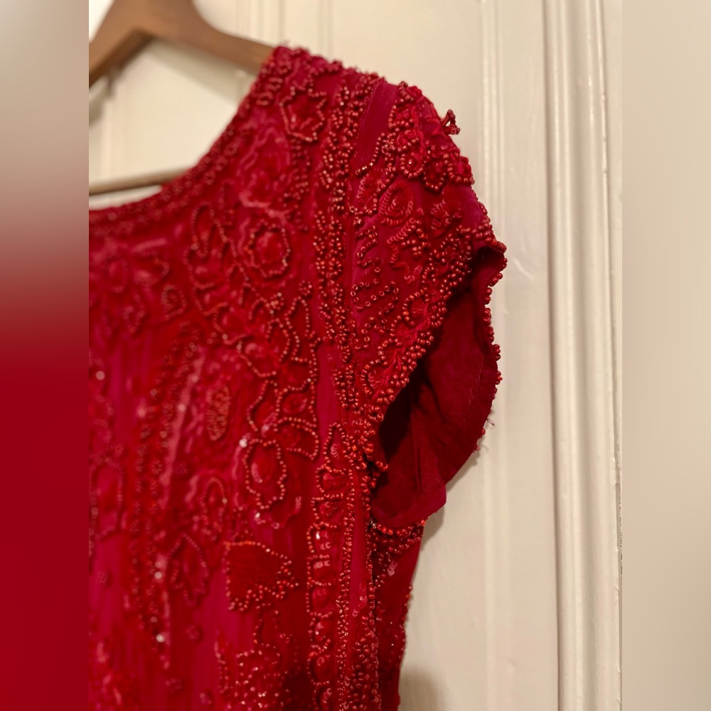 Calypso St. Barth red beaded blouse